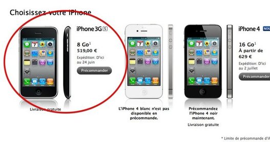 iPhone 3GS 8Go sous iOS4 - Apple veut récupérer tout le marché mobile ?
