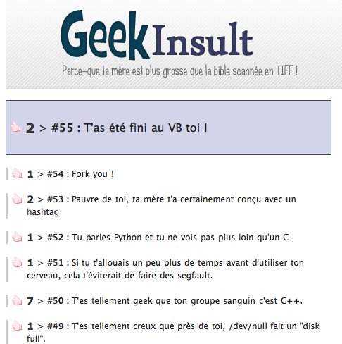 GeekInsult - Le recueil des insultes de geek