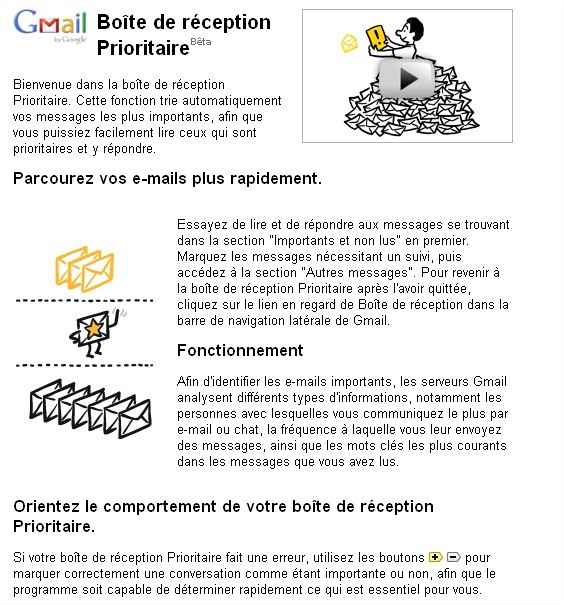 Boite Prioritaire sur Gmail - Les premiers tests