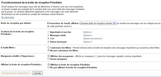 Boite Prioritaire sur Gmail - Les premiers tests