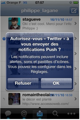 Twitter pour iPhone adopte le Push