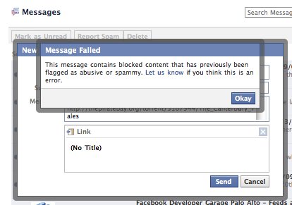 Facebook bloque certains messages privés