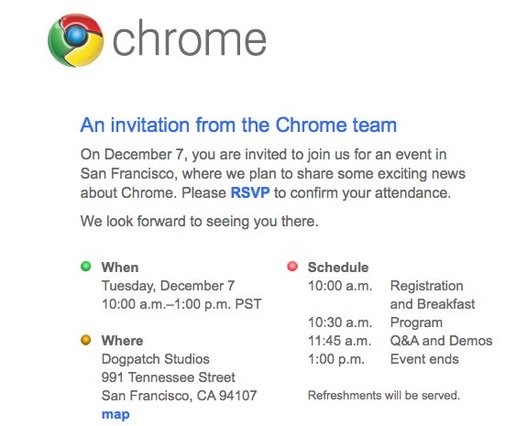 Google Chrome OS pour le 7 décembre 2010 ?