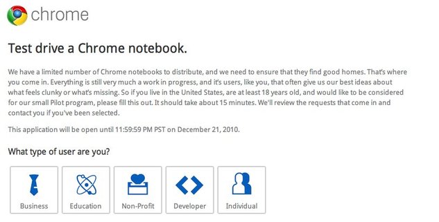 Google Chrome Notebook CR-48 gratuit pour les développeurs