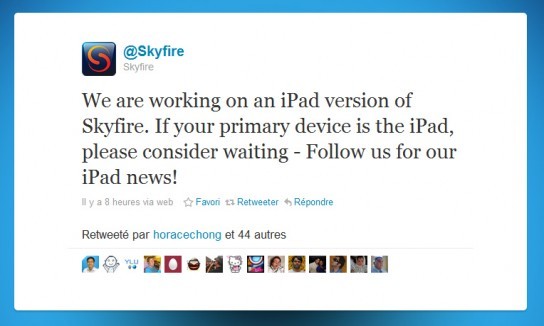Skyfire - Bientôt une version iPad !