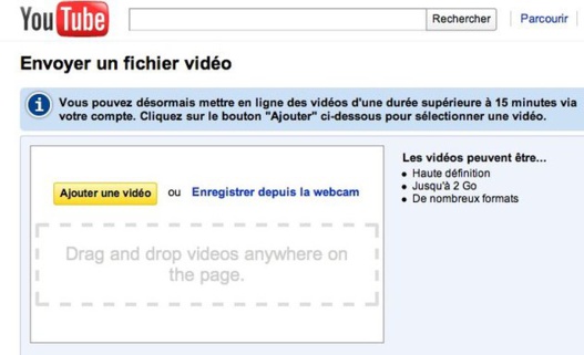 Youtube - Sélectionnez vos vidéos via Drag and Drop pour les uploader