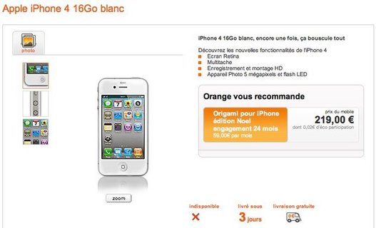 L'iPhone 4 blanc chez Orange France