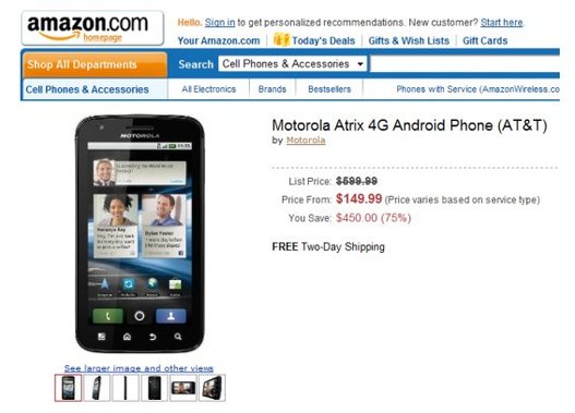 Le prix du Motorola Atrix fera t il baisser les ventes d'iPhone 5 ?