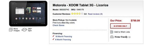 Motorola Xoom chez Best Buy le 24 février pour 800 $