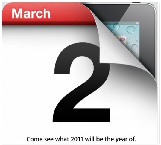Keynote Apple iPad 2 le mercredi 2 mars 2011 maintenant officielle