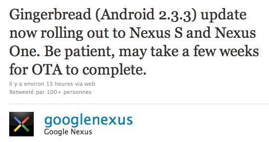Android 2.3.3 Gingerbread sur Nexus One et Nexus S pour bientôt