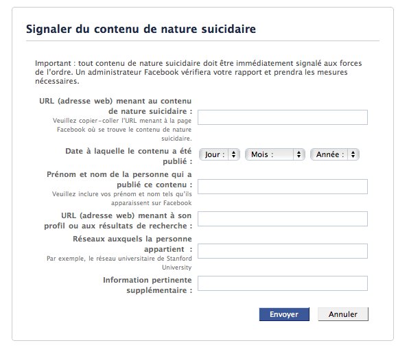 Facebook - Un formulaire anti-suicide bientôt en ligne