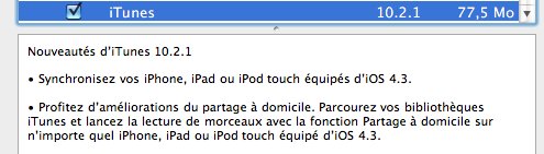 iTunes 10.2.1 pour iOS 4.3 disponible