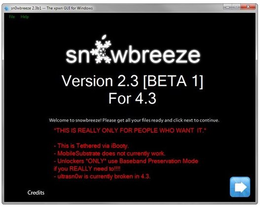 Jailbreak iOS 4.3 avec Sn0wbreeze sous Windows