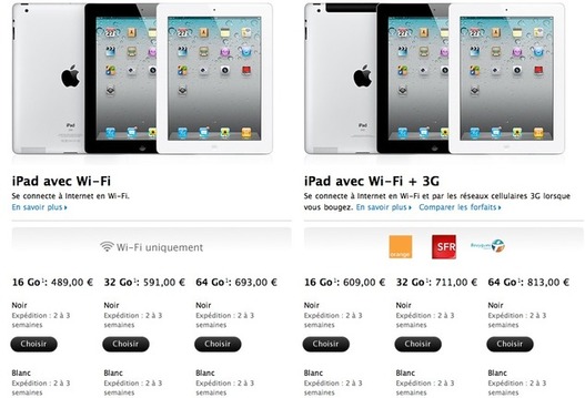 L'iPad 2 en vente sur Apple.fr