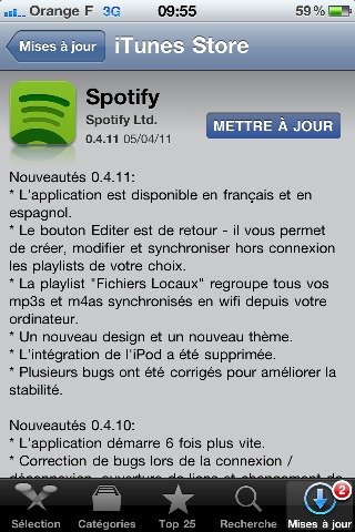 Spotify - L'application iPhone mise à jour