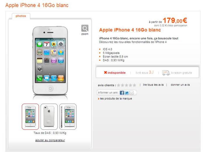 L'iPhone 4 blanc presque disponible chez Orange