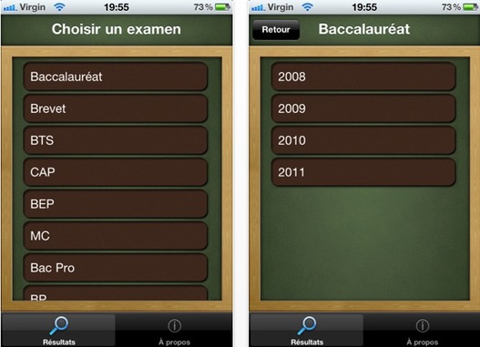 Résultats Examens 2011 sur iPhone ( bac, bac pro, bep, cap, bts )