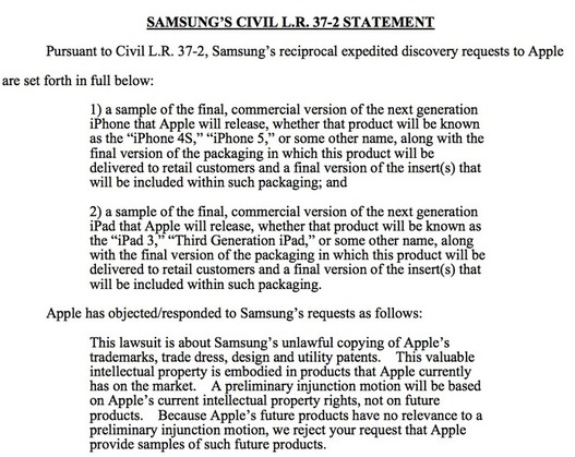 Samsung demande l'iPhone 4S, l'iPhone 5 et l'iPad 3 à Apple