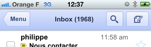 Gmail sur iPhone - Disparition du bouton de mise à jour