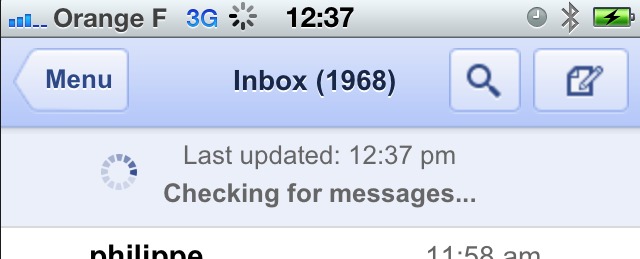Gmail sur iPhone - Disparition du bouton de mise à jour