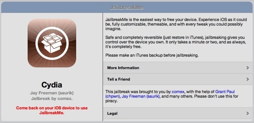 Jailbreak iPad 2 et iOS 4.3.3 - JailbreakMe est de retour