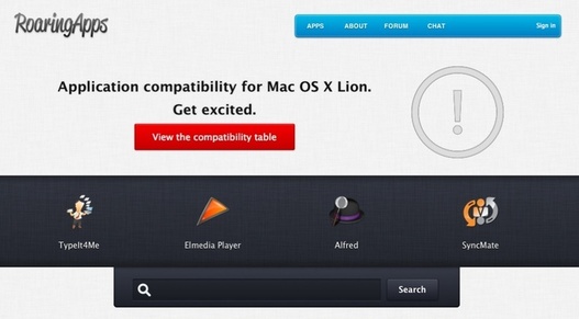 La liste des applications compatibles avec Mac OS X Lion