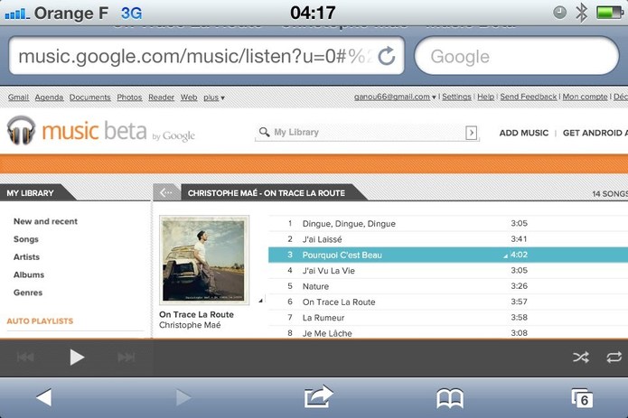 Google Music sur iPhone