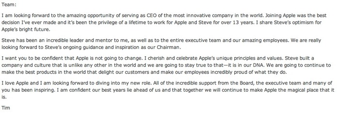 Apple ne changera pas - Tim Cook CEO d'Apple