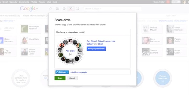 Le partage de cercles est possible sur Google Plus