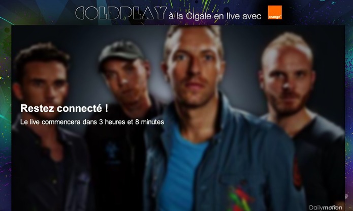 Coldplay en concert Live sur Dailymotion ce Lundi 31 Octobre