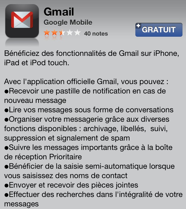 Gmail pour iPhone et iPad est disponible sur l'App Store