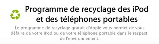 Apple recycle vos iPod et autres téléphones portables