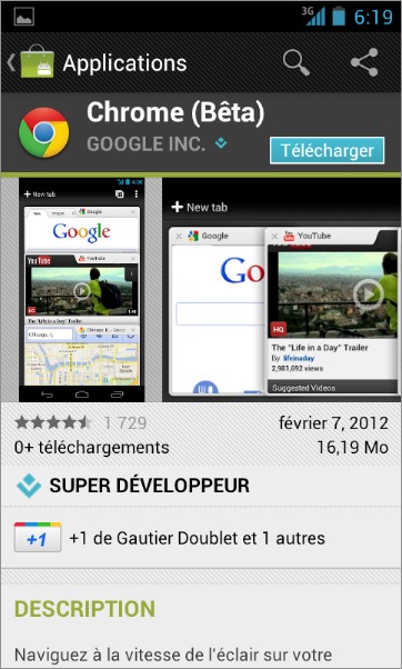 Google Chrome pour Android est disponible