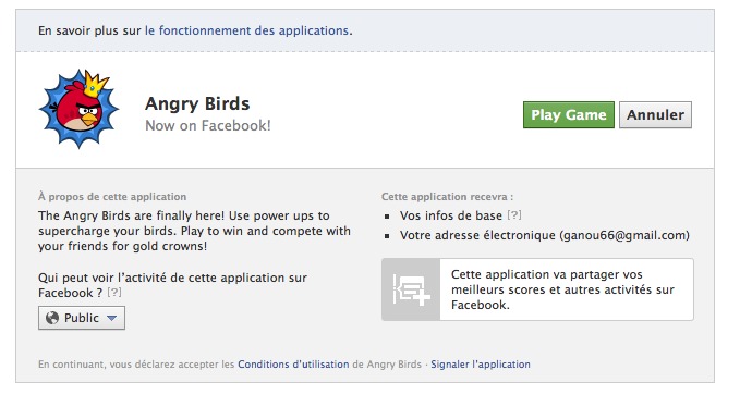 Angry Birds sur Facebook, c'est parti