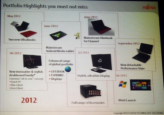 Fujitsu - Smartphones, tablettes et autres pour 2012 (roadmap)