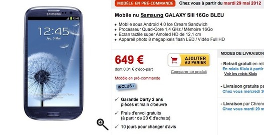 Samsung galaxy S3 - En pré-commande chez SFR et Darty
