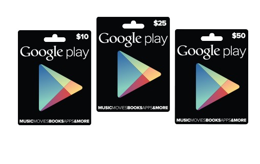 Les cartes cadeaux Google Play sont en vente