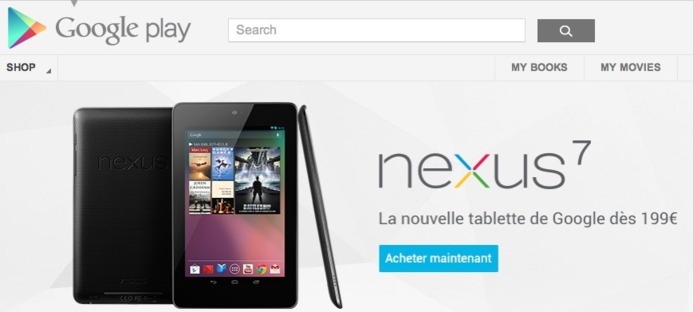 La Google Nexus 7 disponible à 199 € sur Google Play