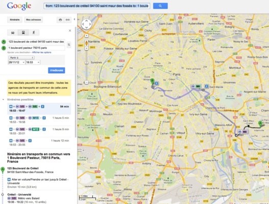 Google Transit - Se déplacer en Métro et RER