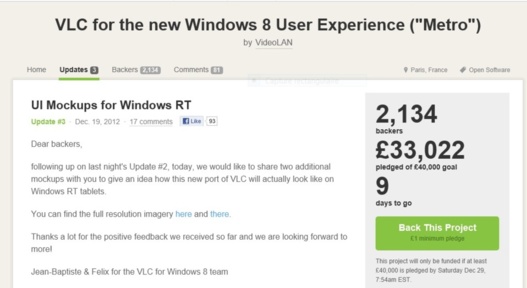 VLC à la recherche de soutiens financiers pour développer des applis pour Windows RT et Windows Phone 8