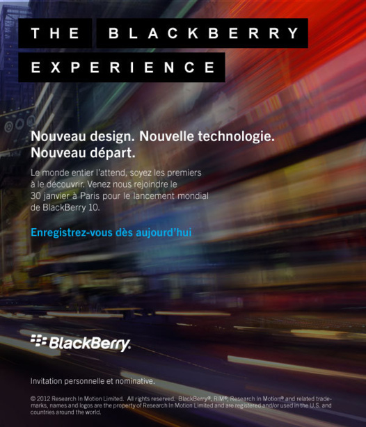 Blackberry 10 - Rendez vous le 30 Janvier à Paris