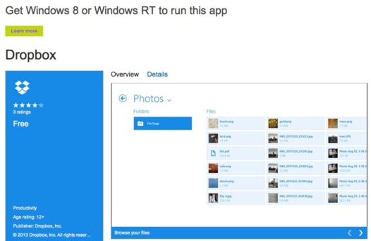 Dropbox maintenant sur Windows 8