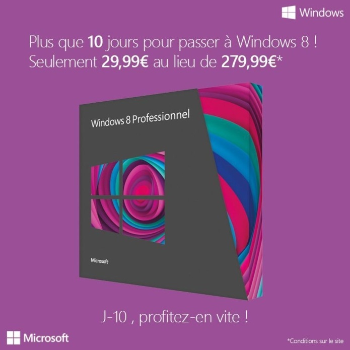 Plus que dix jours pour profiter de la mise à jour vers Windows 8 pro à 29,99€