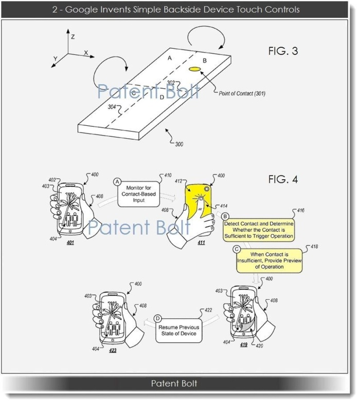 Google dépose un brevet pour des contrôles tactiles au dos des mobiles