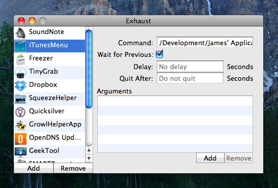 Exhaust - Séquencer le lancement de vos application au démarrage de votre Mac