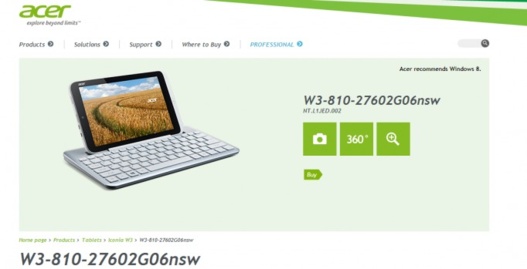 Acer montre par erreur le premier produit sous Windows 8.1