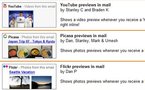 Gmail - vidéos Youtube, photos Flickr et Picasa intégrées dans les mails
