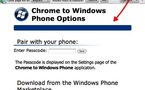 Envoie de liens de Chrome vers Windows Phone 7