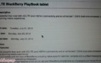 Une Blackberry Playbook 4G pour le 31 juillet 2012?